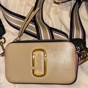 Marc Jacobs Beige Crossbody Bag with Gold Accents